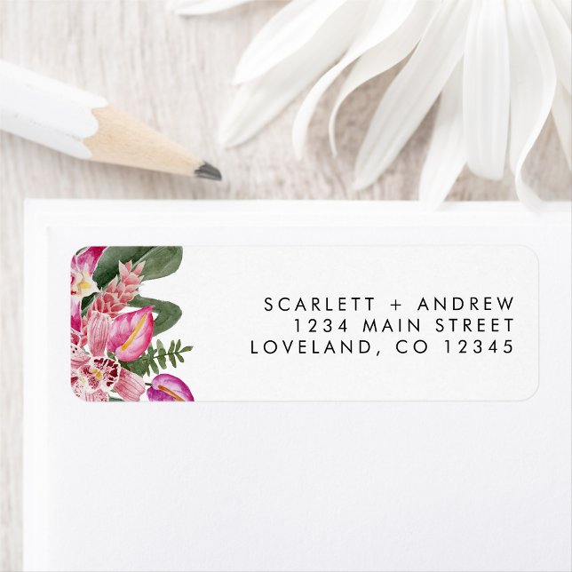 Tropical Return Address Label (Tropical Floral Return Address Label by Painted Paperie
)
