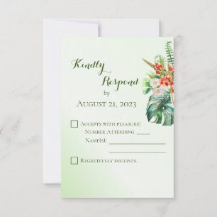 Tropical Ring Wedding RSVP w/ No Meal Options Card