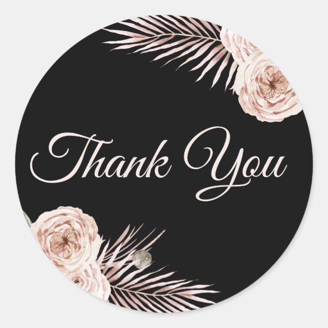 Tropical Roses Thank you Classic Round Sticker (Front)