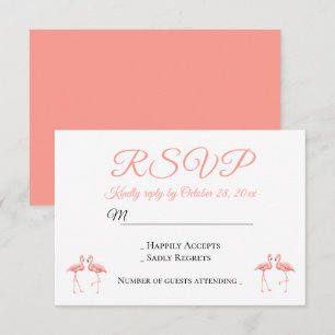 Tropical RSVP Pink Flamingos Wedding Summer Party Invitation