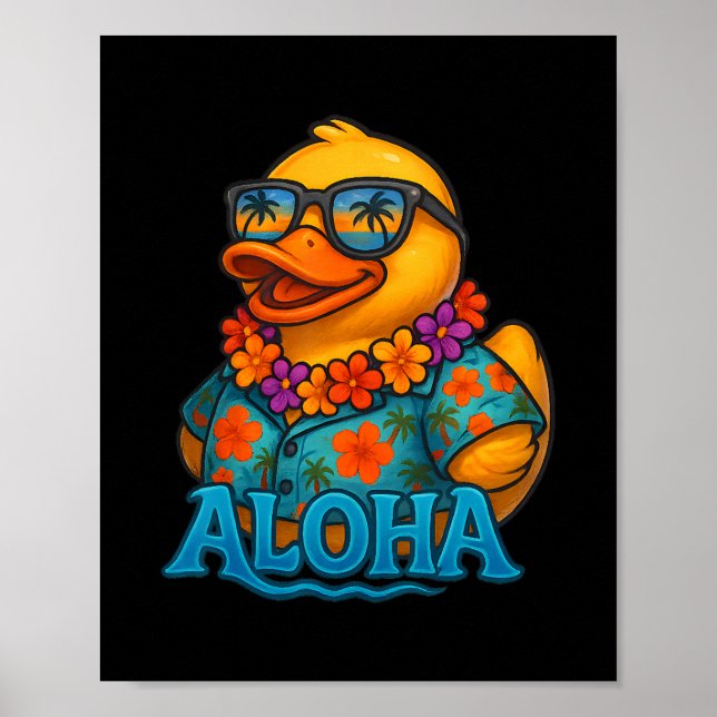 Tropical Rubber Duck Hawaiian Lei Aloha Rubber Duc Poster (Front)