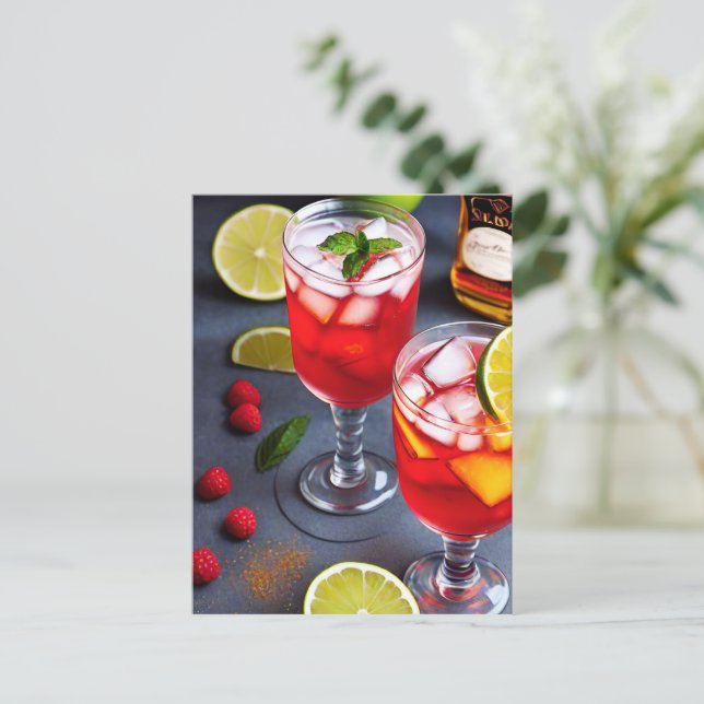 Tropical rum drinks with ice postcard (Standing Front)