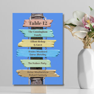 Tropical Rustic Beach Sign Wedding Seating Plan Table Number