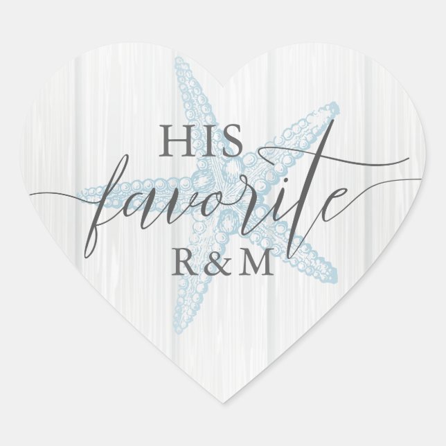 Tropical Rustic Beach Wedding His Favourite Heart Sticker (Front)