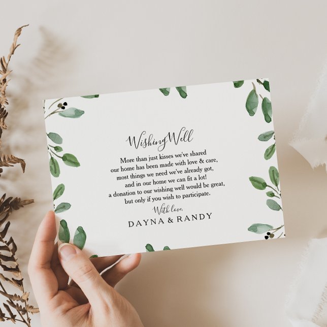 Tropical Rustic Eucalyptus Wedding Wishing Well Enclosure Card (Creator Uploaded)