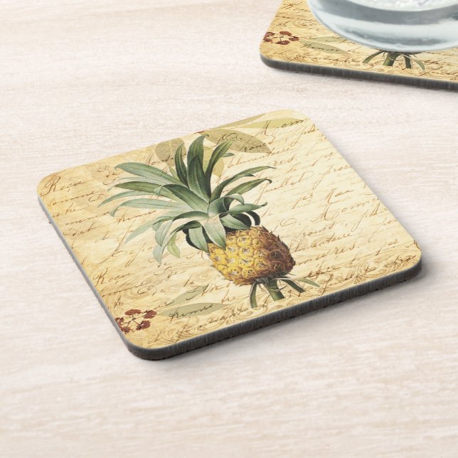 Tropical Rustic Pineapple Art Coaster (Left Side)
