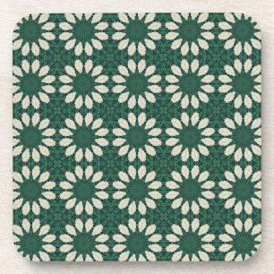 Tropical Sacramento Green and Silver Circle Patter Coaster