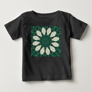 Tropical Sacramento Green and Silver Leaf Mandala. Baby T-Shirt