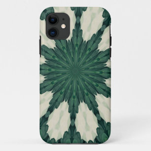 Tropical Sacramento Green and Silver Leaf Mandala. iPhone 11 Case