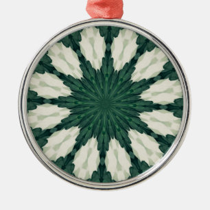 Tropical Sacramento Green and Silver Leaf Mandala. Metal Tree Decoration