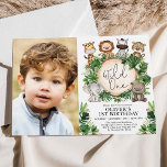 Tropical Safari Animals Wild One 1st Birthday Boy Invitation<br><div class="desc">Celebrate your little boy's 1st birthday with this whimsical safari-themed party invitation. The design features a group of adorable jungle animals and lush tropical watercolor greenery</div>