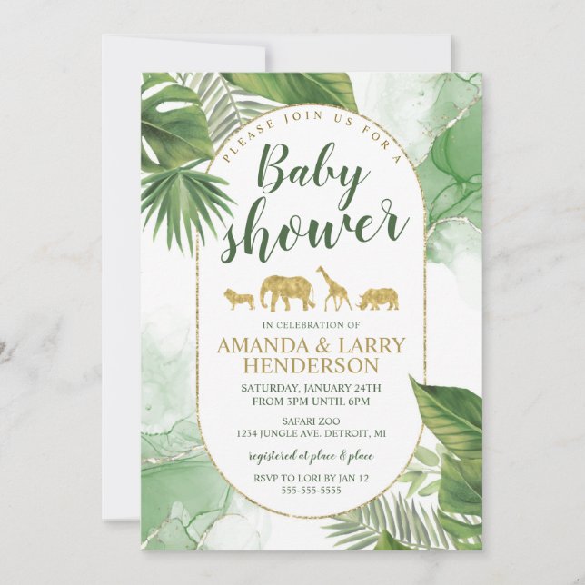 Tropical Safari Baby Shower Invitation (Front)