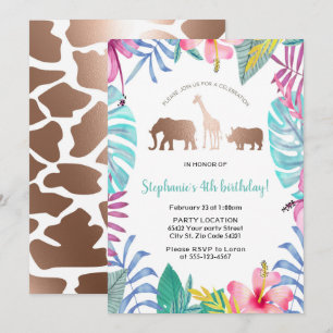 Tropical Safari Birthday Party Invitation