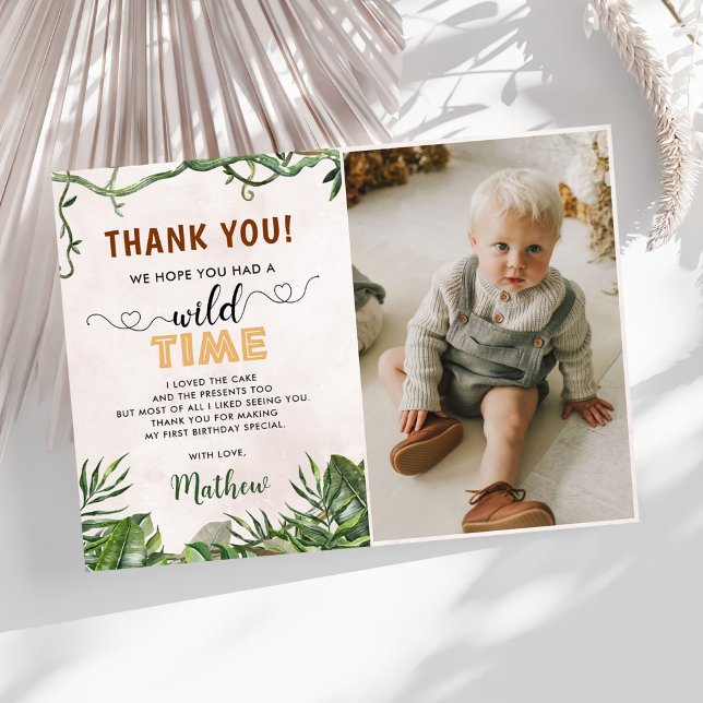 Tropical Safari Birthday Party Photo Thank You Card (Creator Uploaded)