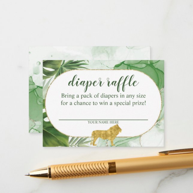 Tropical Safari Diaper Raffle Enclosure Card (Front/Back In Situ)