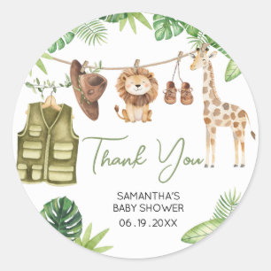 Tropical Safari Jungle Animals Baby Shower Classic Round Sticker
