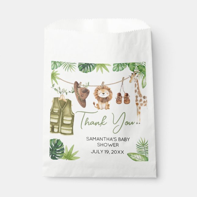 Tropical Safari Jungle Animals Baby Shower Favour Bag (Front)