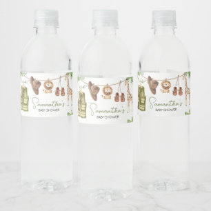 Tropical Safari Jungle Animals Baby Shower Water Bottle Label