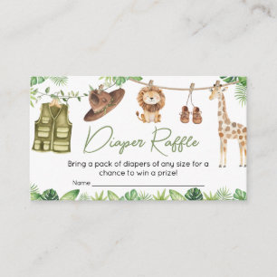 Tropical Safari Jungle Animals Diaper Raffle Enclosure Card