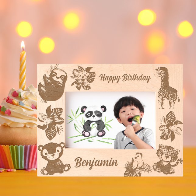 Tropical Safari Jungle Animals Kids Birthday Gift Etched Frames (Creator Uploaded)