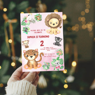 Tropical Safari Jungle Animals Kids Birthday Invitation