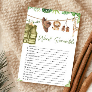 Tropical Safari Jungle Animals Word Scramble Game
