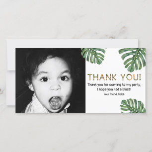 Tropical Safari Jungle Leaf Photo Thank You Card