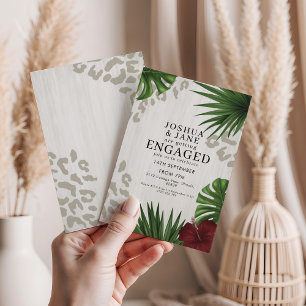 Tropical Safari Leopard Print Engagement Invitation