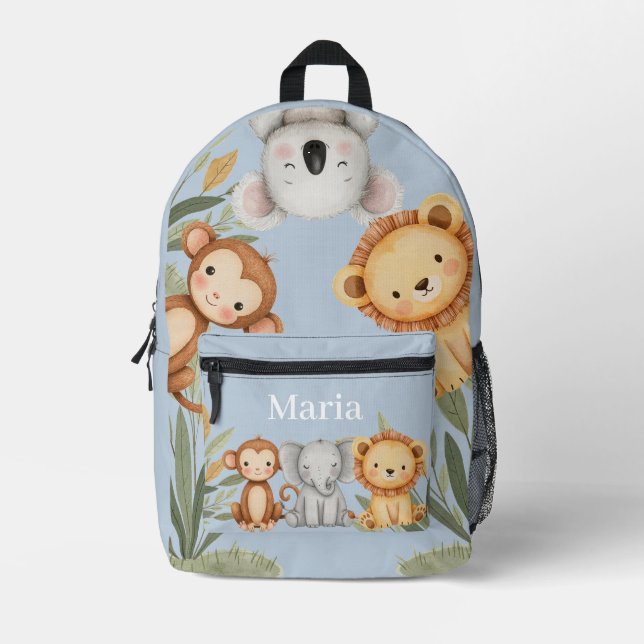  Tropical safari wild animals Printed Backpack (Front)