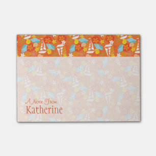 Tropical Sailboat Pattern Add Your Name Post-it Notes
