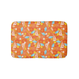 Tropical Sailboat Pattern Bath Mat
