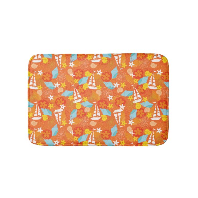 Tropical Sailboat Pattern Bath Mat (Front)