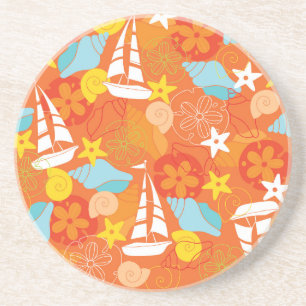 Tropical Sailboat Pattern Coaster