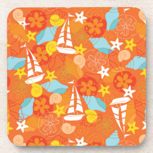 Tropical Sailboat Pattern Coaster