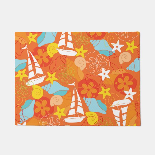 Tropical Sailboat Pattern Doormat (Front)