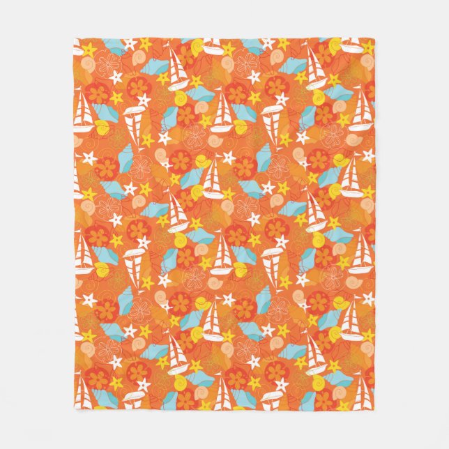 Tropical Sailboat Pattern Fleece Blanket (Front)