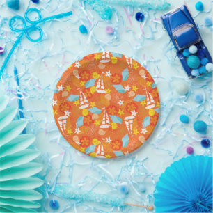 Tropical Sailboat Pattern Paper Plate