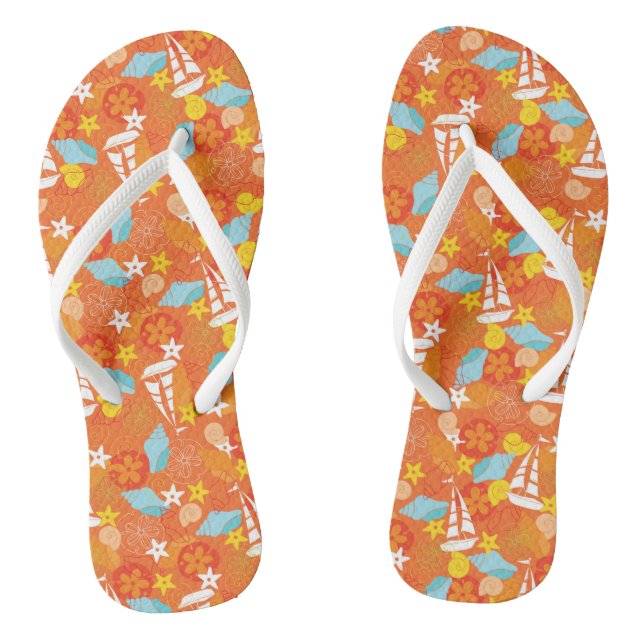 Tropical Sailboat Pattern Thongs (Footbed)
