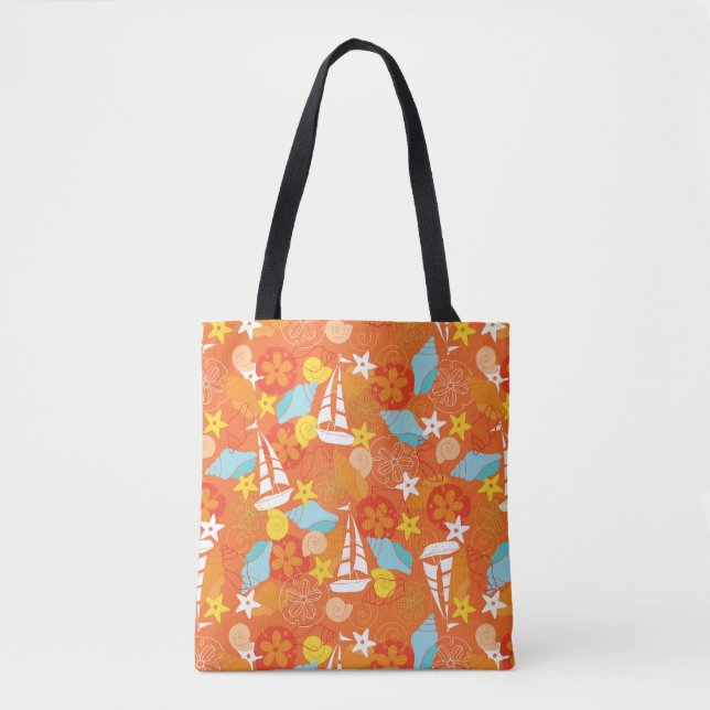 Tropical Sailboat Pattern Tote Bag (Front)