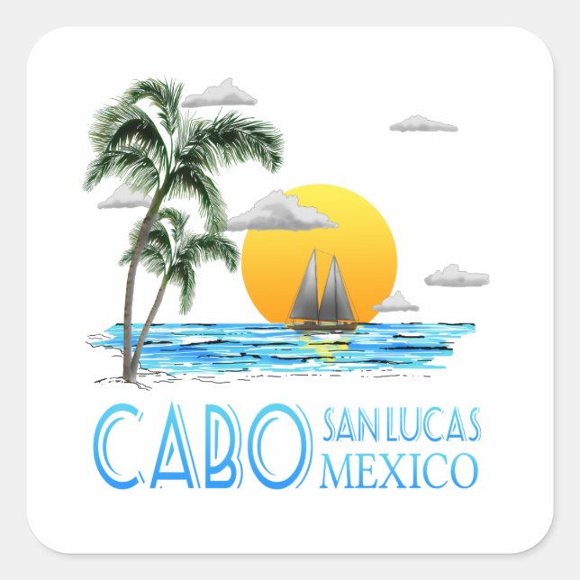 Tropical Sailing Cabo San Lucas Mexico Square Sticker (Front)