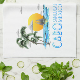 Tropical Sailing Cabo San Lucas Mexico Tea Towel