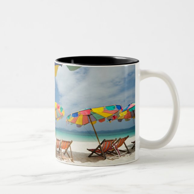 Tropical sand beach and turquoise sea. 2 Two-Tone coffee mug (Right)