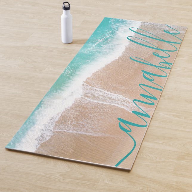 tropical sand beach ocean meditation personalised  yoga mat (In Situ)
