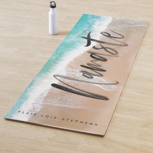 tropical sand beach ocean meditation personalised  yoga mat