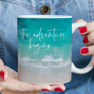 Tropical sand beach ocean personalised adventure coffee mug