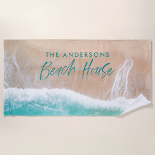 Tropical sand beach ocean sunny waves beach house  towel