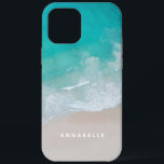 tropical sand beach ocean sunny waves modern iPhone 12 pro max case<br><div class="desc">tropical sand beach ocean sunny waves modern design.</div>