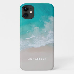 tropical sand beach ocean sunny waves modern iPhone 11 case