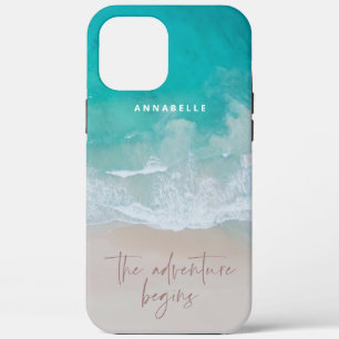 tropical sand beach ocean the adventure begins iPhone 12 pro max case