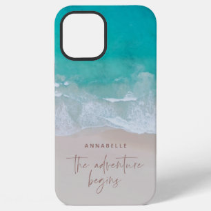 tropical sand beach ocean the adventure begins iPhone 12 pro max case